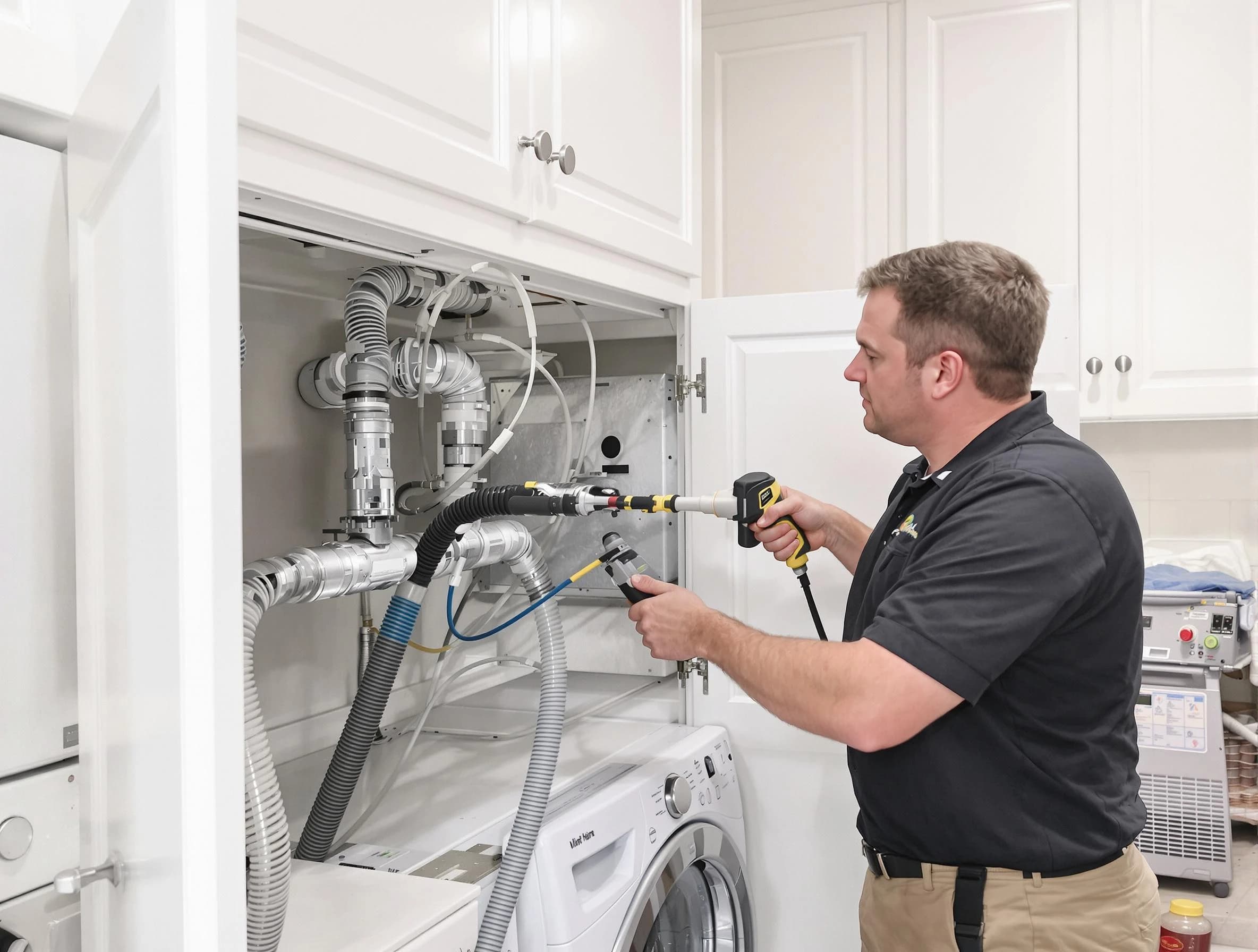 Cumberland Dryer Vent Cleaning professional removing severe blockage from a clogged dryer vent in Cumberland