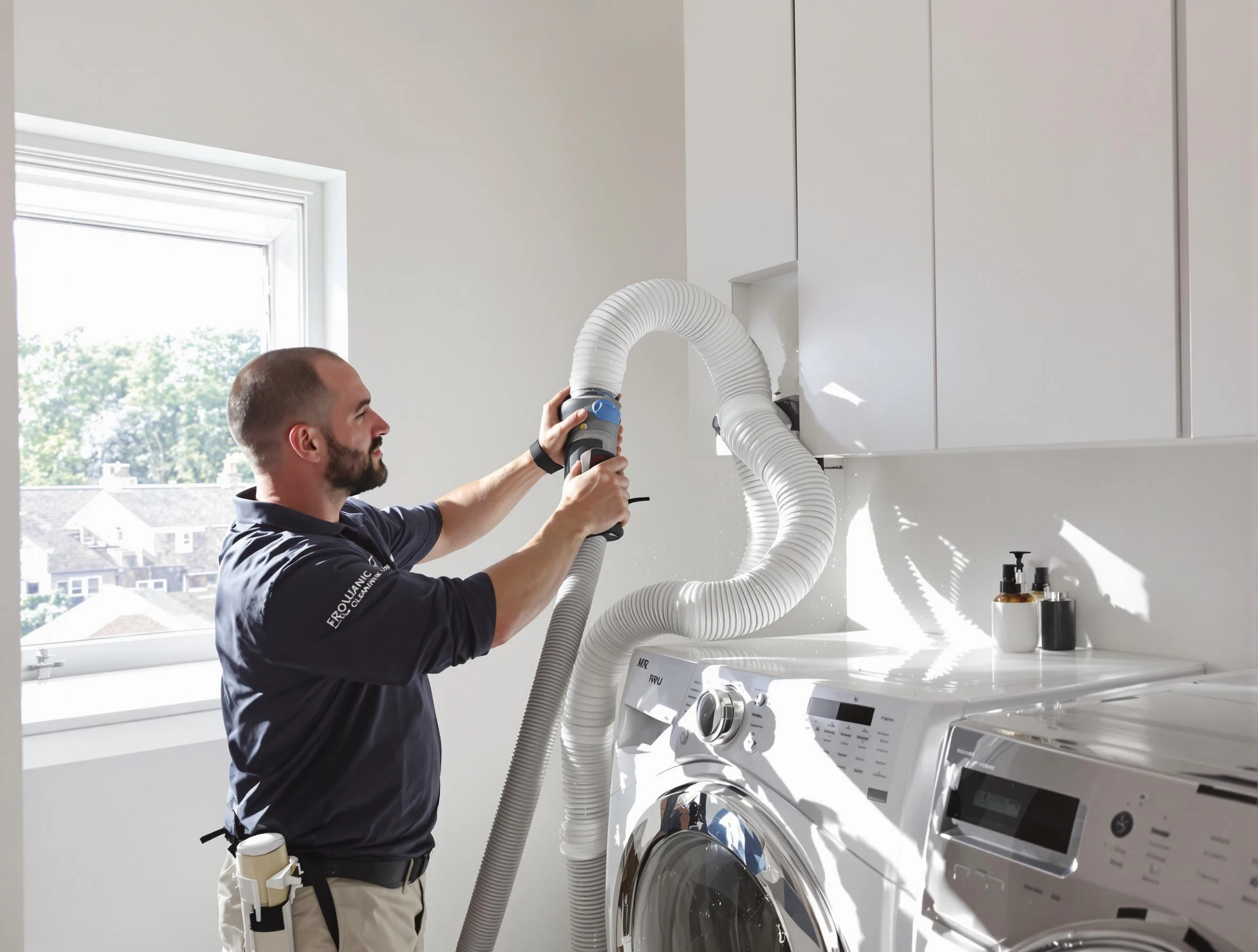 Certified Cumberland Dryer Vent Cleaning technician performing dryer vent cleaning in Cumberland