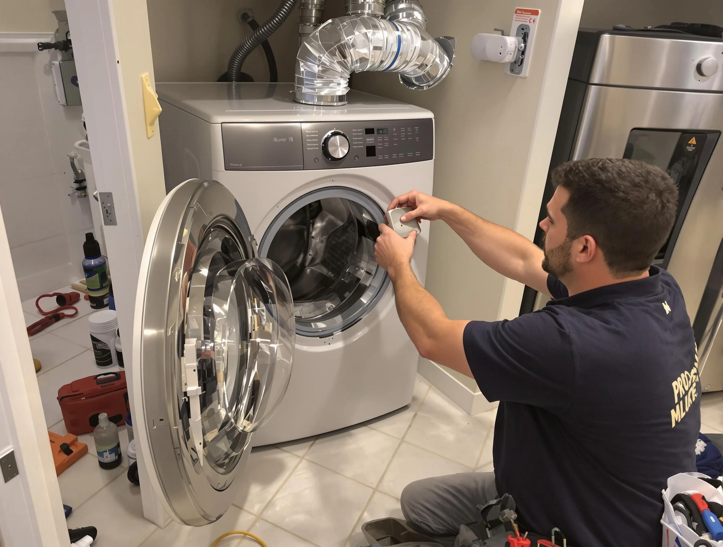 Cumberland Dryer Vent Cleaning technician performing precise dryer vent hose installation in Cumberland