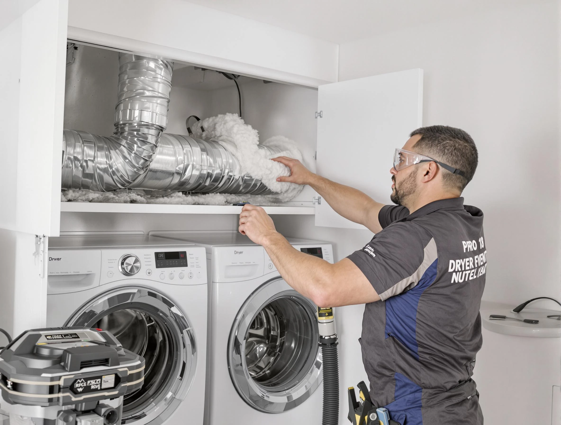 Cumberland Dryer Vent Cleaning certified technician performing specialized gas dryer vent cleaning in Cumberland